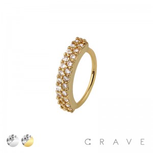 MULTI CZ DOUBLE LINE 316L SURGICAL STEEL HOOP NOSE RING